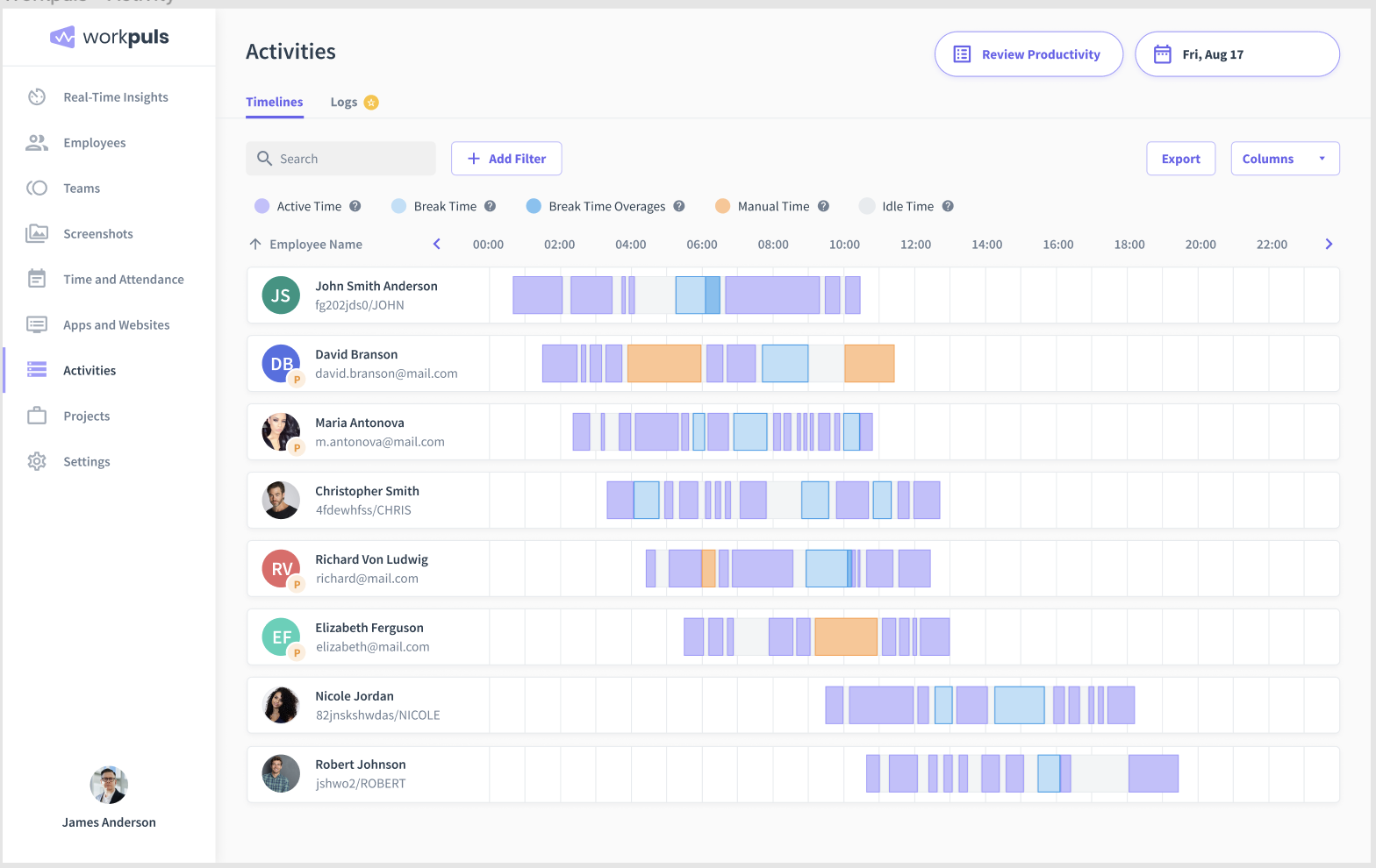 workpuls timelines feature