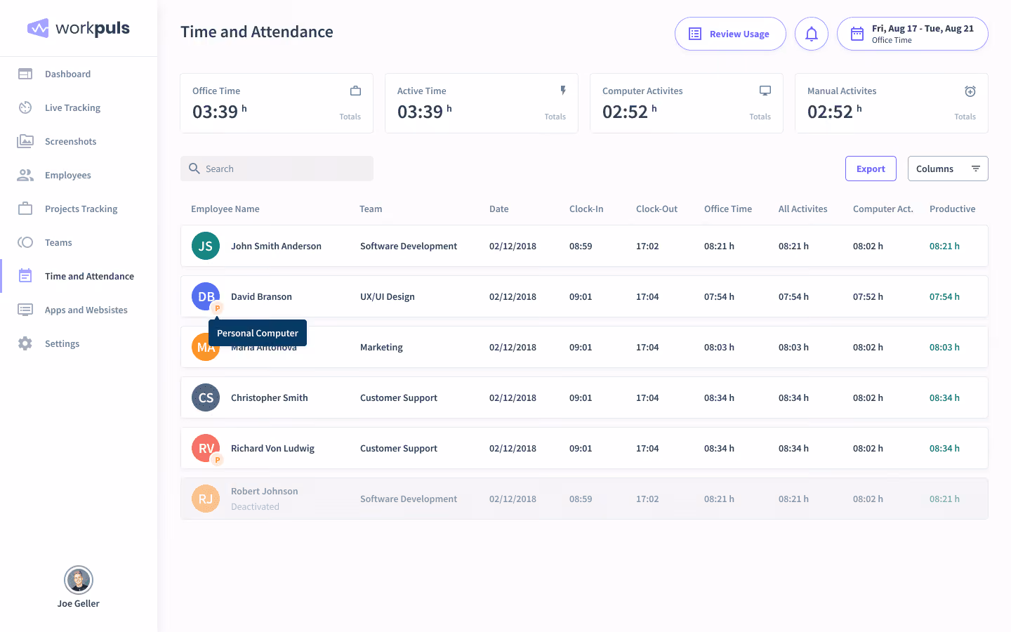 time and attendance tracking
