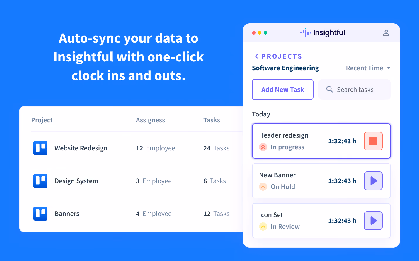 Track the time spent on Trello projects and tasks with the Insightful Timer