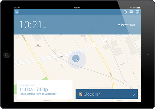 When I Work clock in interface