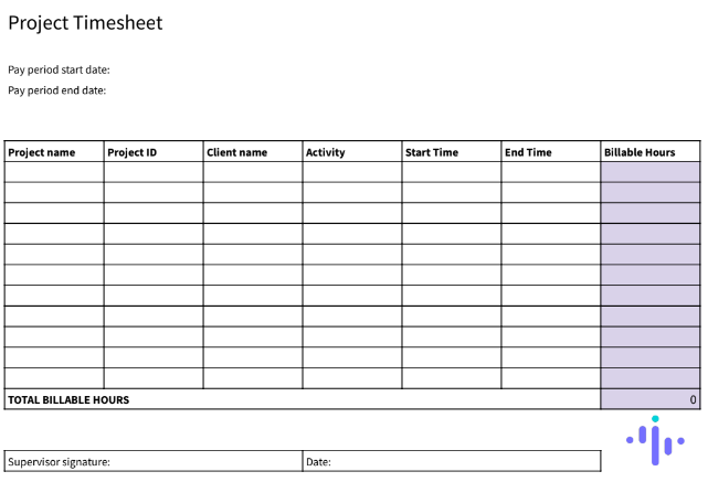 project timesheet template